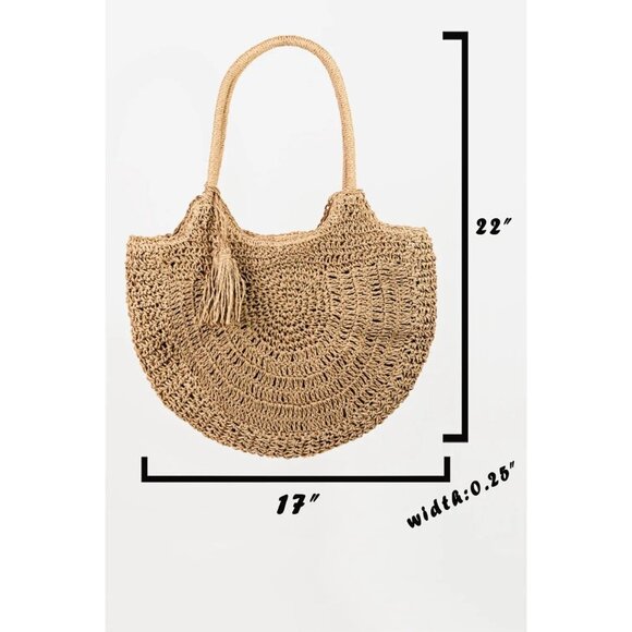 Fame Straw Braided Tote Bag with Tassel - Picture 4 of 4